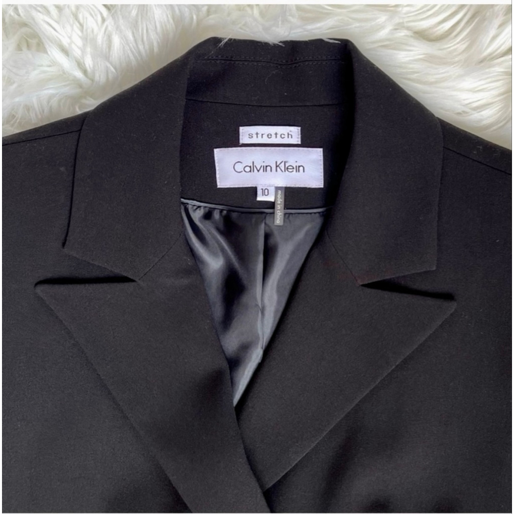 Calvin Klein Black Stretch Double Breasted Blazer NWT Size 10 Women’s - Picture 5 of 11